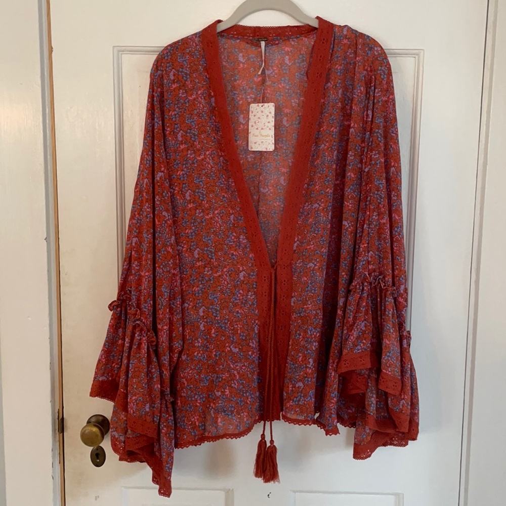 NWT Free people floral kimono style top